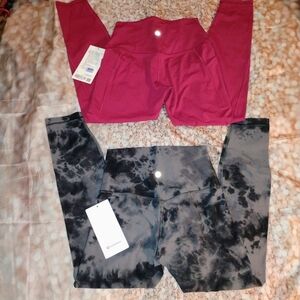 Brand New Lululemon Align High-Rise Pants Pink and Black Tie-Dye Bundle